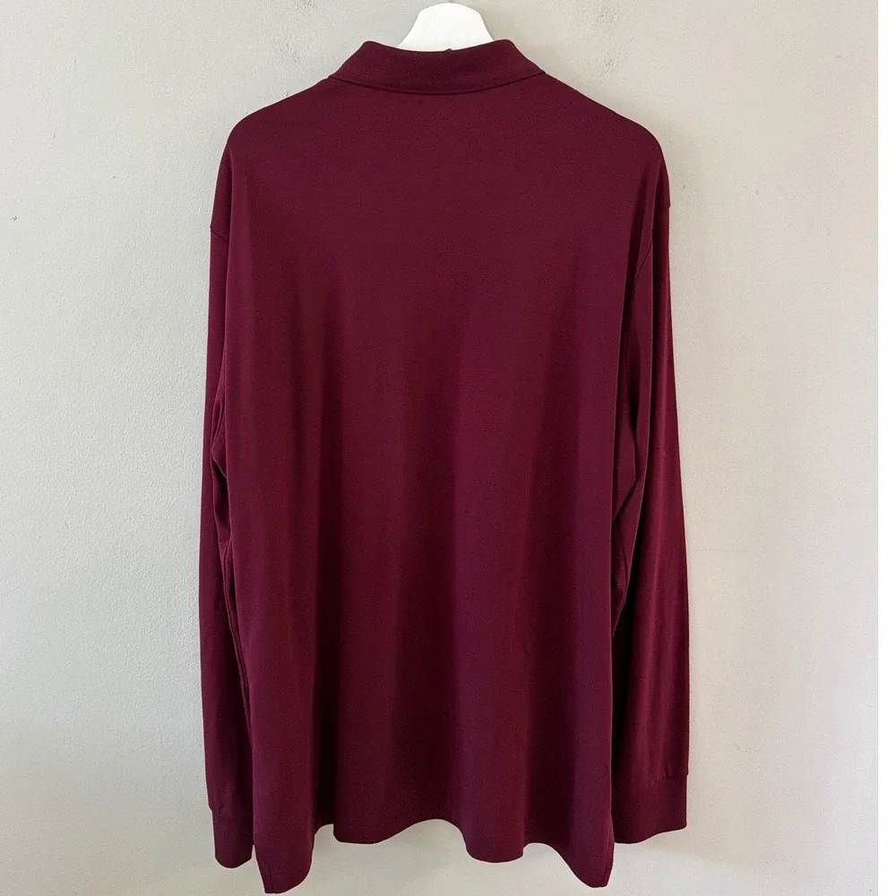 Polo Ralph Lauren Mens XL Pima Soft Touch Long Sleeve Polo Shirt Burgundy Maroon